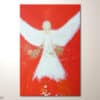 Schutzengel Bild auf Leinwand: "Engelenergie" 40 x 60 cm in Rot - Weiss