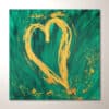 Wandbild mit Herz in Grün Gold: "Flirt"