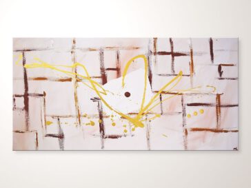 Abstraktes Bild in Weiß Braun, Acrylbilder Leinwandbilder