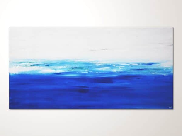 Acrylbild Meer Abstrakt Modern Blau Weiss Wandbild
