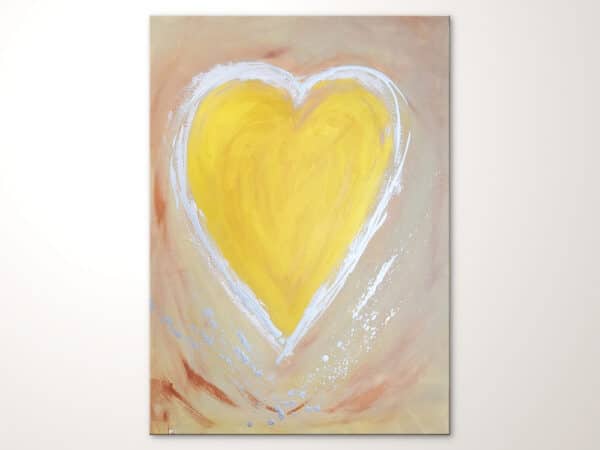Herzbild, Acrylbild mit Herz in Gold