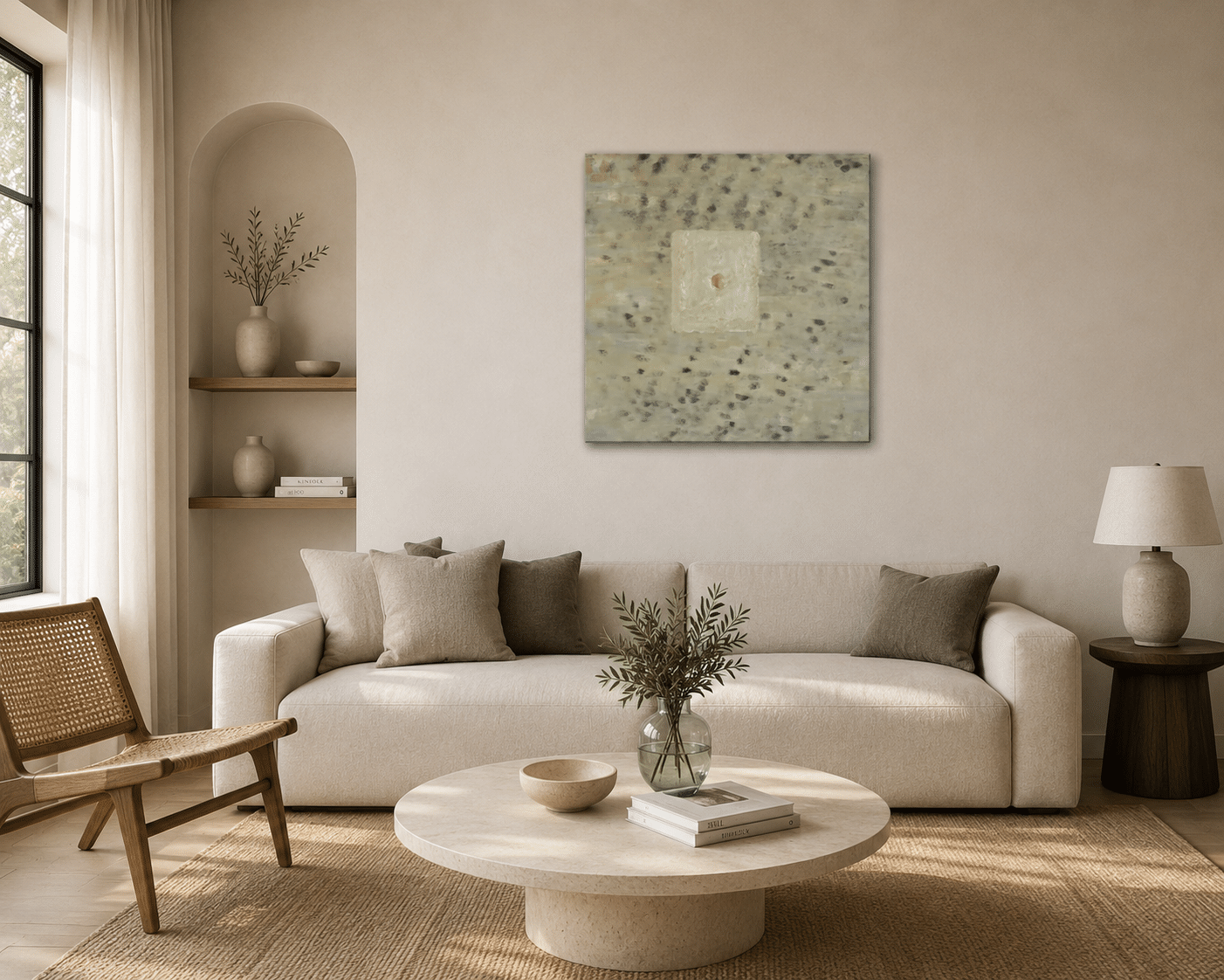 Abstrakte Kunst Modern - Minimalistisch: "Peace" in Grau Beige – Bild 3