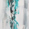 Modernes abstraktes Leinwandbild – Schmale Kunst Hochkant in Türkis & Beige: "Upgrade" – Bild 6