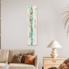 Modernes abstraktes Leinwandbild – Schmale Kunst Hochkant in Türkis & Beige: "Upgrade" – Bild 2