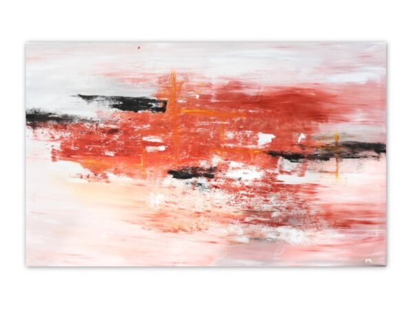 Abstraktes Acrylgemälde in Rot und Schwarz mit modernen Pinselstrichen auf Leinwand – stilvolle Wandkunst für moderne Wohnräume