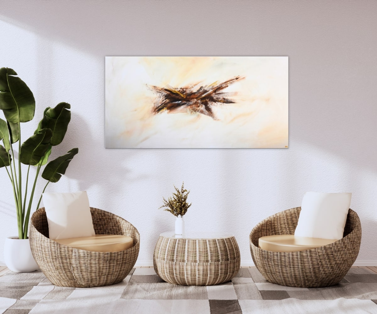 „Elegance“ – Abstraktes Acrylgemälde in Beige und Braun – Bild 3