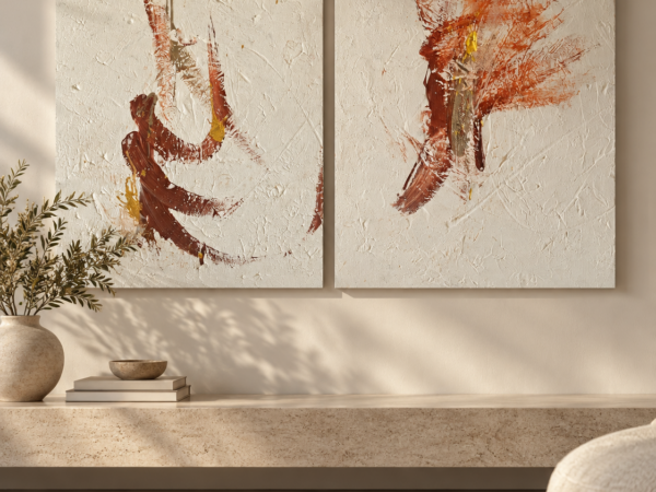 Modernes Acrylbild mit Braun Gold Metall farben - puristisch und minimalistisch