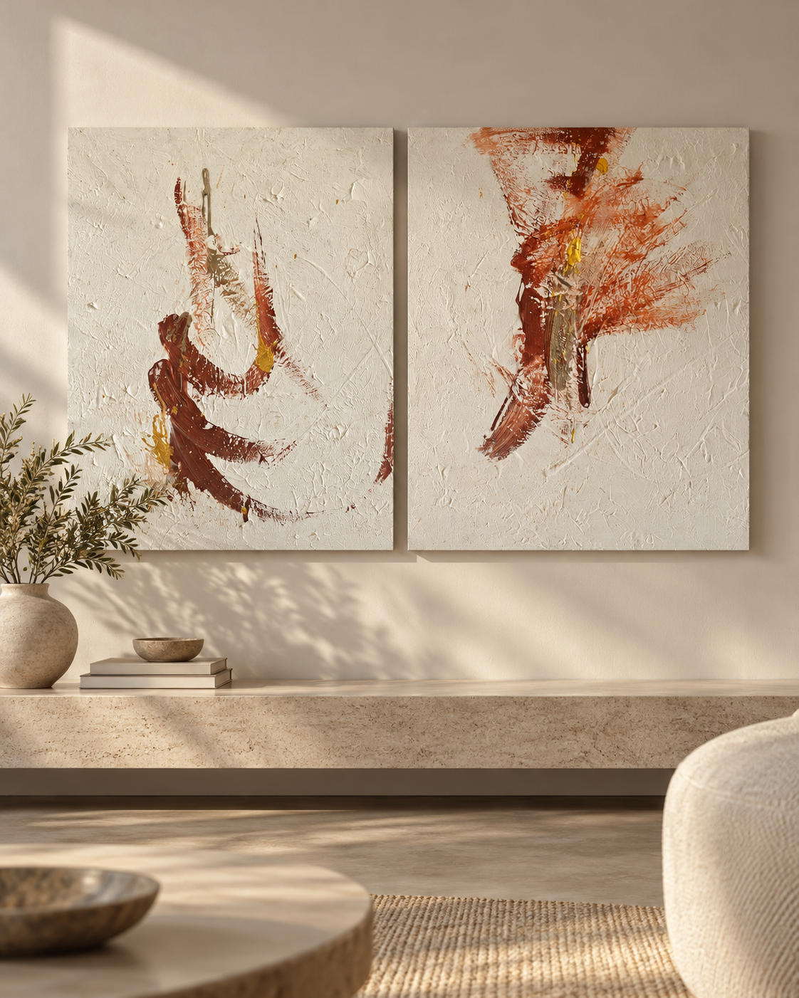 Modernes Acrylbild mit Braun Gold Metall farben - puristisch und minimalistisch